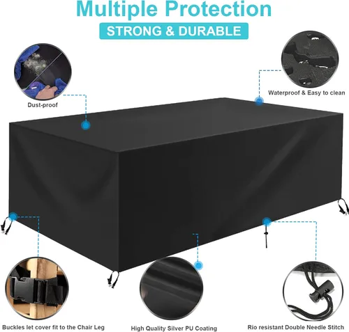 Vista 3 de Fundas para muebles de patio, funda impermeable para muebles de exterior, 81 pulgadas de largo x 47 pulgadas de ancho x 29 pulgadas de alto, a