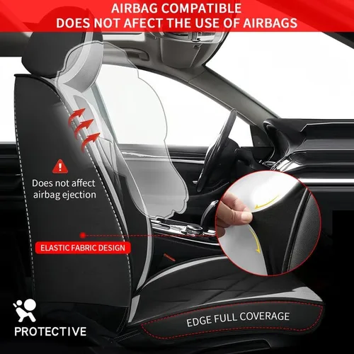 Vista 4 de TTX LIGHTING Fundas de asiento de automóvil para Hyundai Kona 2018-2026, juego completo de protectores de cuero transpirable impermeables de 5