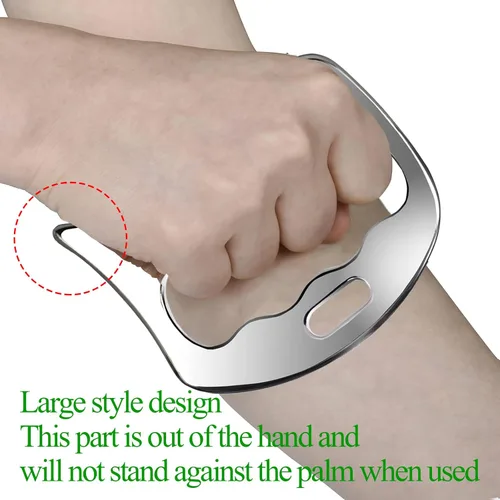 Vista 3 de BYYDDIY Herramientas de masaje grandes de acero inoxidable Gua Sha Derma Edge, herramientas de masaje raspador, herramienta raspadora muscular