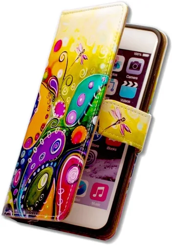 Vista 8 de Bcov Bcov - Funda para iPod Touch 7/iPod Touch 6, diseño de libélula colorida funda de piel con tapa y función atril para iPod Touch 7/6/5