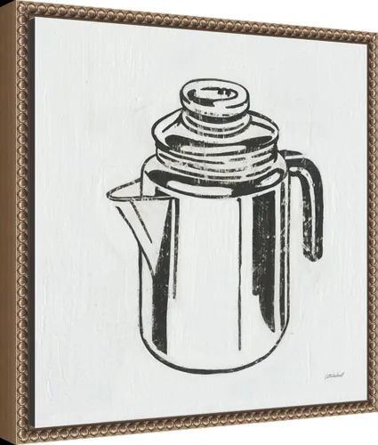 Vista 2 de Amanti Art Framed Canvas Wall Art 16x16 Retro Coffee Pot (Kitchen) by Kathrine Lovell, Framed Wall Art Canvas, Cuisine Artwork, Traditional Decor