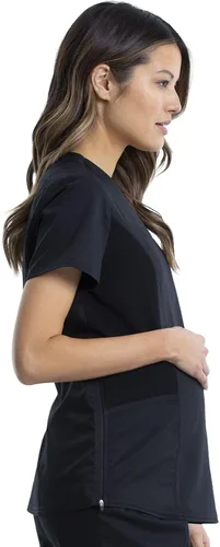 Vista 4 de Cherokee WW Revolution Mock Wrap - Camiseta de maternidad elástica en 2 direcciones Negro