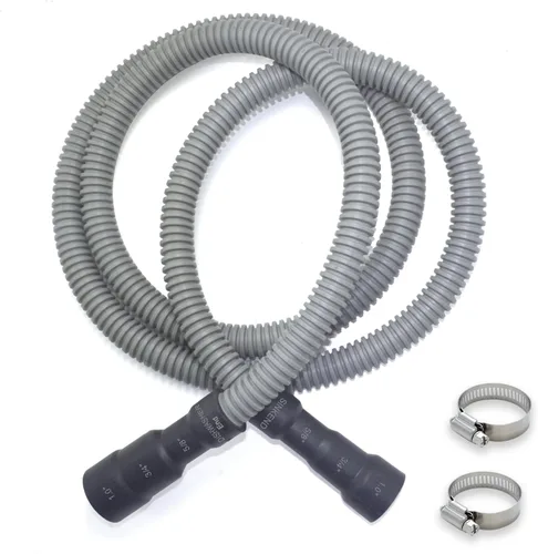 Vista 9 de TTFLEX Manguera de drenaje para lavavajillas de 6 pies, manguera de descarga flexible para lavavajillas con abrazaderas de acero inoxidable