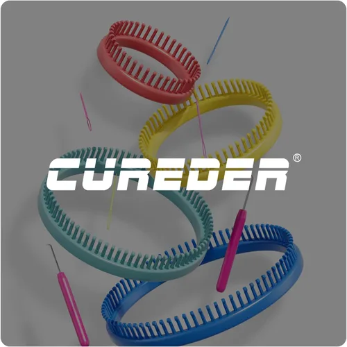 Vista 2 de cureder Juego de telares de tejer redondos, juego de 4 telares de plástico para tejer con 2 agujas de telar de hilo de tejer y 2 púas de telar