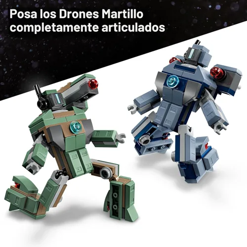 Vista 3 de LEGO Marvel Iron Man & War Machine vs. Hammer Drones Juguete de construcción – Juego de simulación con 2 minifiguras de juguete – Bloques