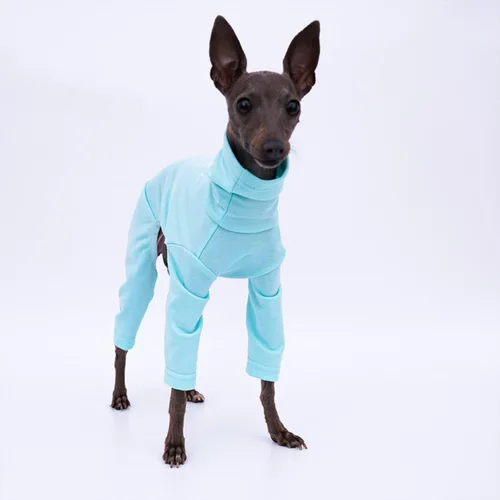 Vista 2 de Greyhound Clothes - Mameluco básico de algodón suave con cuello alto para perro, sudadera de manga larga, pijama elástica para perro italiano