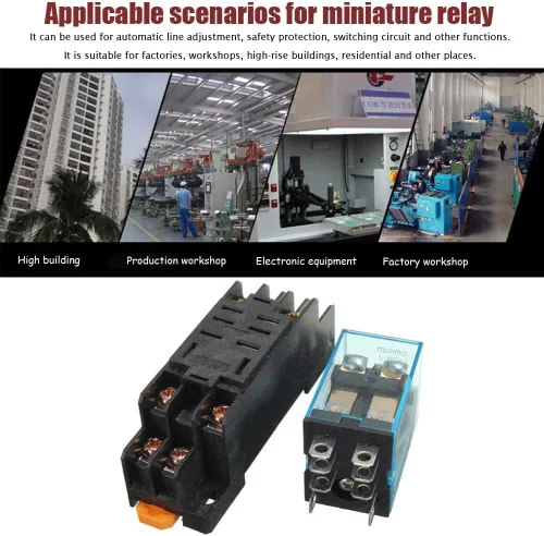 Vista 2 de Ximimark 5Sets DC 12V bobina Relé LY2NJ HH62P JQX-13F DPDT 8 Pin 10A con base de zócalo