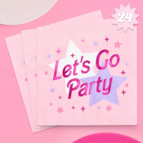 xo, Fetti Servilletas rosas Let's Go Party – 3 capas, 25 piezas | Decoraciones de despedida de soltera rosa, suministros de fiesta de feliz