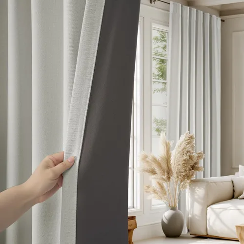 Vista 65 de NICETOWN Cortinas opacas de lino grueso 100% de 84 pulgadas de largo, 2 paneles, cortinas térmicas con pliegues pinzados para oscurecer