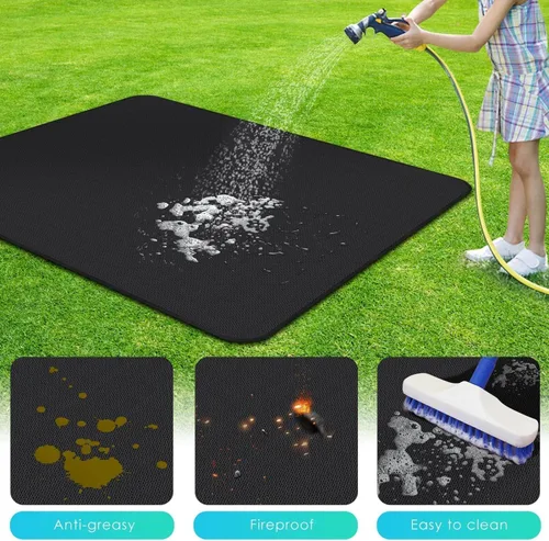 Vista 5 de EC Technology Under Grill Mat EC TECH, tapete de parrilla de 60 x 48 pulgadas debajo del escritorio, tapetes ignífugos de doble cara a prueba