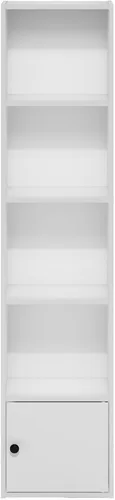 Vista 7 de Furinno LUDER Book Shelf, 5-Tier Modern Bookshelf, Bookcase with 1 Door Storage Cabinet, 9.3 x 12 x 52, for Living Room, Bedroom, Home Office, White