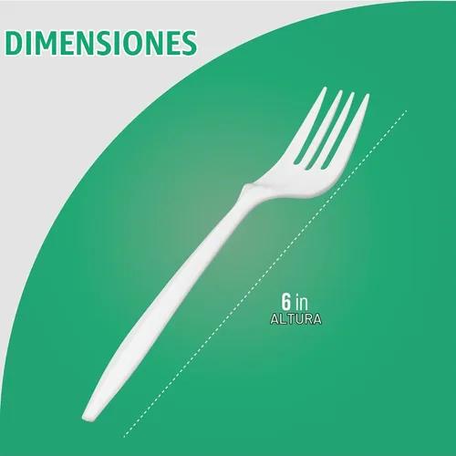 Vista 4 de 1,000 Horquillas de Plástico Desechables a Granel Blancas de Peso Medio Cubiertos Desechables de Plata Cubiertos de Plástico Horquilla Blanco