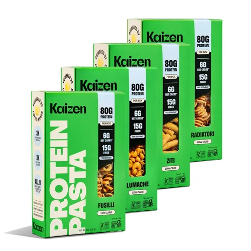 Vista 10 de Kaizen Pasta Fusilli Cetogénica Baja en Carbohidratos - Alta Proteína (20g), Sin Gluten, Apta para Dieta Cetogénica (6g Netos), Fideos de Lupini a