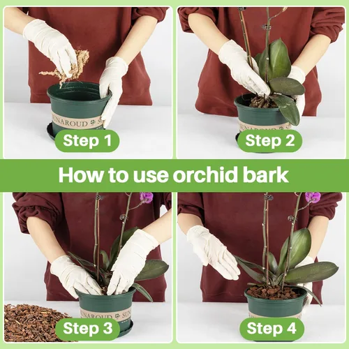 Vista 6 de Tierra de Corteza de Orquídea de 8 OZ para Plantar - Mezcla para Macetas de Orquídeas Sukh, Mantillo de Ciprés Hortícola, Corteza de Pino Dríade