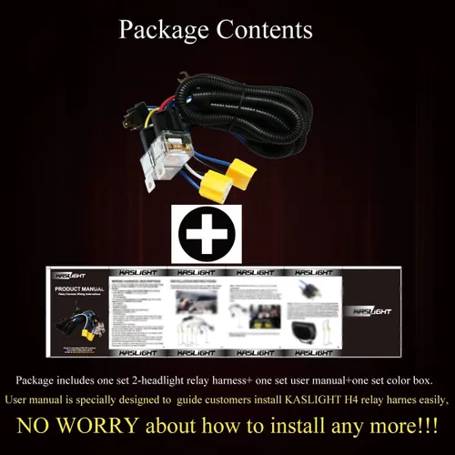 Vista 3 de KASLIGHT 1 juego 2 arneses de cableado para faros delanteros H4 Arnés de relé para faros delanteros H6054 Kit de conectores de enchufes LED