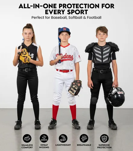 Vista 6 de Exxact Sports Protector de pecho de béisbol juvenil, protector de pecho acolchado para el esternón, protector de pecho de sóftbol y costillas