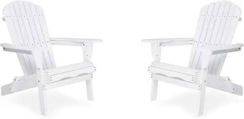 Vista 8 de Wood Lounge Patio Chair for Garden Outdoor Wooden Folding Embossed Adirondack Set of 2 Solid Cedar with Grain(Gray)