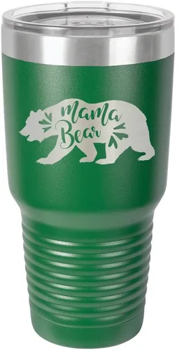 Vista 15 de MAMA BEAR BLACK Vaso de bebida de 30 onzas con pajita Taza de viaje grabada con láser con citas divertidas Comparar con Yeti Rambler Idea