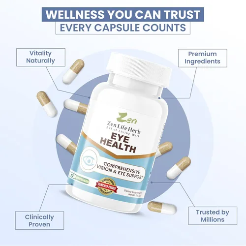 Vista 6 de ZEN LIFE HERB Salud ocular con Panax Notoginseng astaxantina luteína y zeaxantina (60 cápsulas) Certificado GMP