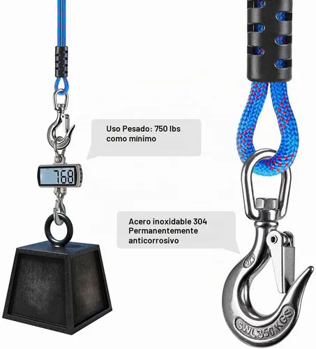Vista 5 de Dolibest Conector rápido de cuerda de remolque para tubería - Arnés de remolque de barco con gancho de acero inoxidable (rotación 360) - 20 pulgadas