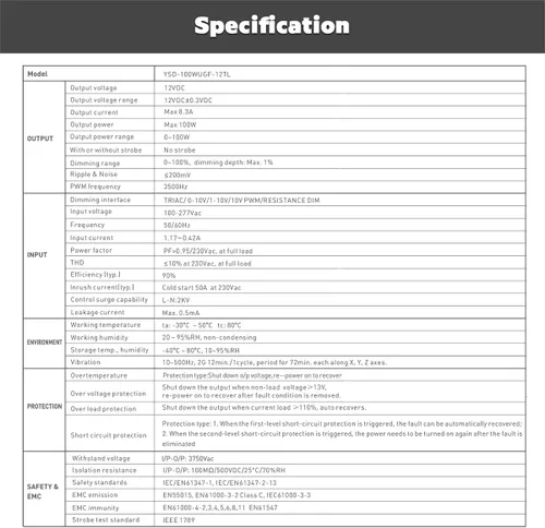 Vista 7 de 12 V CC 100 W con certificación UL 0-10 V y TRIAC regulable impermeable IP67 fuente de alimentación más delgada transformador de bajo voltaje de 110