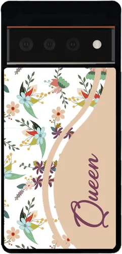 Vista 5 de Funda de goma negra personalizada con flores pastel vintage compatible con Google Pixel 10, 10 Pro, 10 Pro XL, 9a, 9 Pro, Pixel 9, Pixel 9 Pro XL