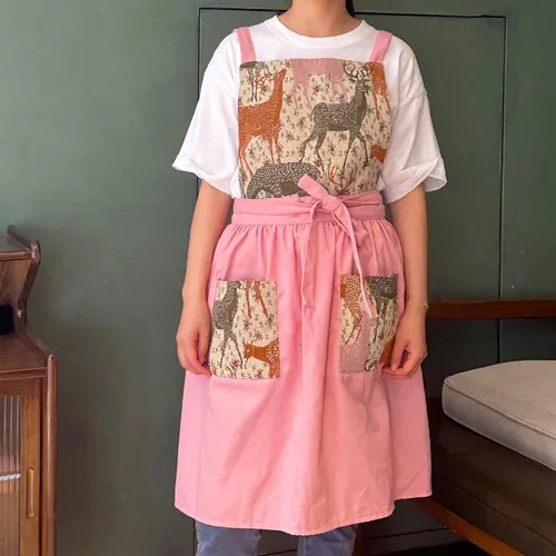 Vista 2 de Delantal de trabajo Vintage Florist Pinafore Vestido para cocina de jardín con dos bolsillos