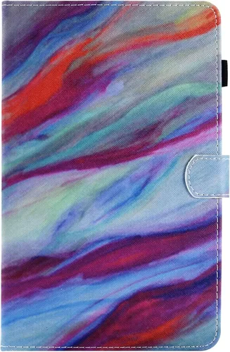 Vista 3 de Funda para tableta Amazon Kindle Fire HD 8 (8ª/7ª/6ª generación, 2018/2017/2016), con portalápices, bolsillo para tarjetas, imán de piel sintética