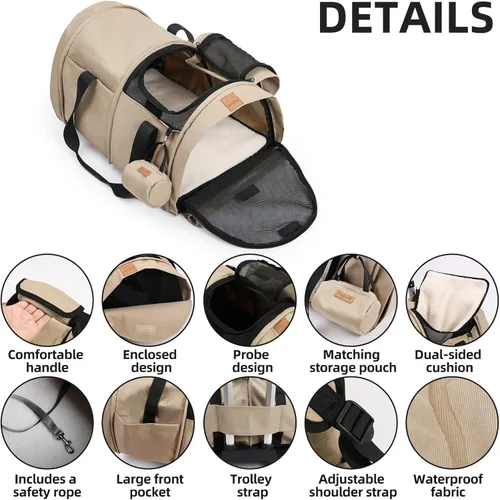 Vista 4 de Dog Backpack Carrier – Comfortable Travel Bag for Pets –Khaki