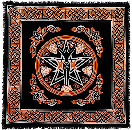 Vista 13 de Indian Consigners - Mantel de franela con pentagrama, tentáculo, triquetra, diosa, sol o luna triple, color dorado o plateado, 36 x 36 pulgadas