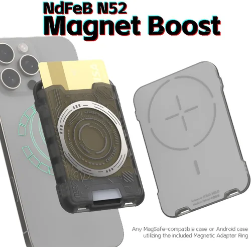 Vista 2 de Funda magnética fuerte para iPhone con capacidad para 3 tarjetas compatibles con POPsocket, para estudiantes, trabajo, viajes, oficina