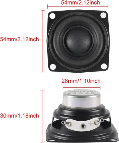 Vista 2 de 2 unidades de 2 pulgadas, 4 ohmios, 10 W, altavoz de audio estéreo de rango completo, woofer para Arduino, 2 unidades de 2 pulgadas, 4 ohmios, 10 W