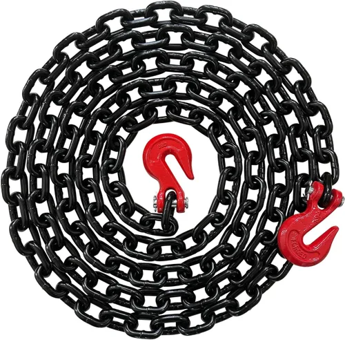 Vista 17 de Cadena de transporte de grado 80 de 3/8 pulgadas x 10 pies – 7,100 libras WLL – gancho de agarre de horquilla, amarre, remolque