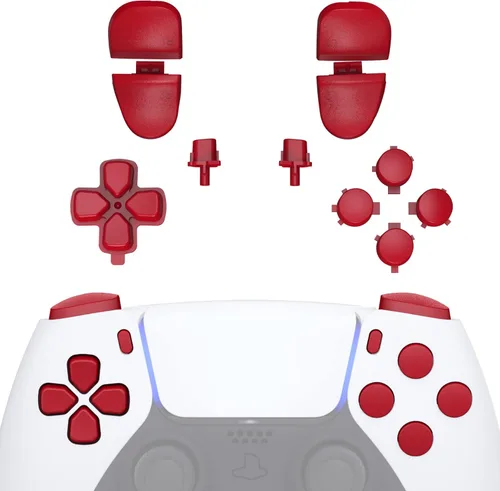 Vista 8 de eXtremeRate Juego de teclas de reemplazo D-pad R1 L1 R2 L2, botones de compartir, opciones, frontales, juego completo de teclas negras compatibles