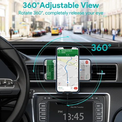 Vista 6 de Cargador inalámbrico para automóvil, soporte de carga de 15W con sujeción automática, soporte de ventilación para carga de automóvil para iPhone 15