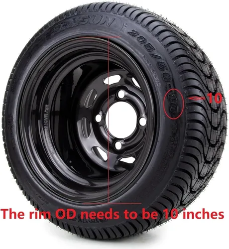 Vista 6 de Tapacubos de carrito de golf de 10 pulgadas cubiertas de ruedas con radios cromados para EZGO Cub Car Yamaha