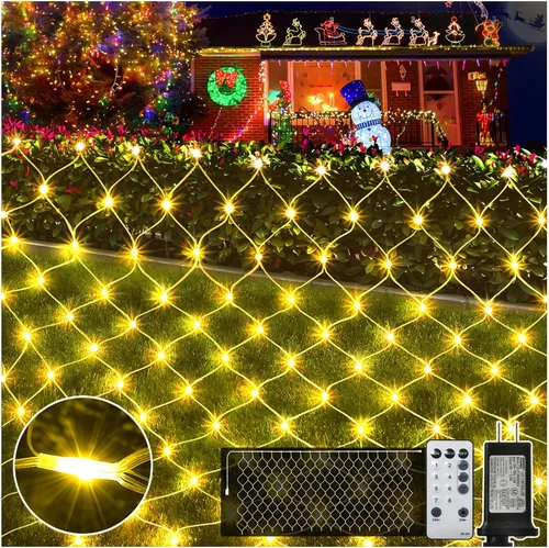 Vista 17 de KNONEW Christmas Net Lights 420 LEDs 13ft x 6.6ft Outdoor Mesh Lights Connectable Waterproof 8 Modes & Timer Plug-in Net Fairy Lights for Bushes