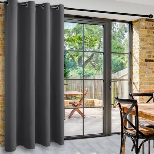 Vista 112 de DWCN Cortina divisora de habitación para total privacidad con bloqueo de luz - Cortinas térmicas para puerta de patio, sala de estar, división