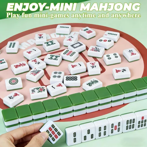 Vista 3 de JMIATRY 0.9IN Mini chino Mahjong azulejos conjunto,144 azulejos viaje