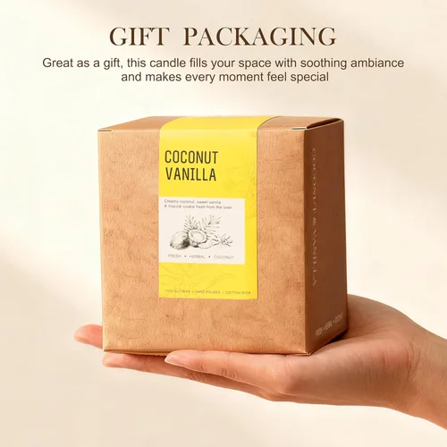 Vista 8 de Velas de vainilla de coco – Velas de soja natural de 9 onzas para el hogar, cera de soja de larga duración, juego de velas de aromaterapia