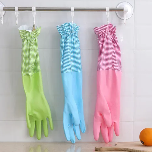 Vista 7 de RARITYUS Guantes de limpieza de cocina para el hogar, guantes de puño largo antideslizantes con forro de algodón impermeable
