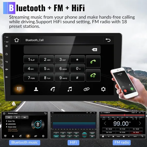 Vista 3 de Android 11 Estéreo de coche doble DIN inalámbrico Apple CarPlay Android Auto, 2G 32G 9 pulgadas pantalla táctil navegación GPS Bluetooth