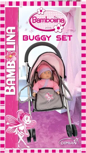 Vista 3 de Dimian Bambolina: Juego de muñeca con cochecito, incluye muñeca suave de 11.5 pulgadas (11.4 in) y cuna de transporte, juego de simulación