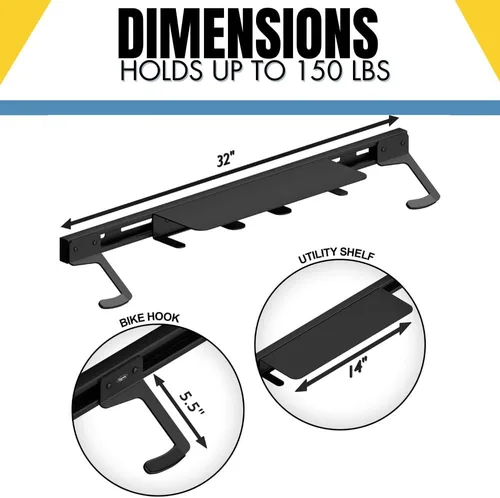 Vista 3 de Koova Soporte de pared para bicicleta Soporte de bicicleta de acero Perchas ajustables Fácil montaje Fabricado en Estados Unidos
