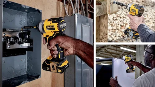 Vista 6 de DEWALT ATOMIC 20V-Max Kit de destornillador de impacto compacto sin escobillas/inalámbrico de 1/4 pulgadas con cargador, 2.0 Ah, batería, bolsa