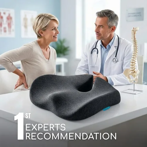 Vista 2 de SitCushion Cojín ergonómico de asiento para aliviar el dolor de ciática y coxis – Cojín extragrande de espuma viscoelástica para silla de oficina