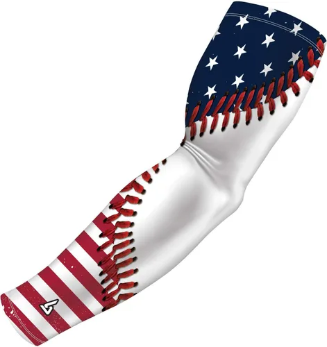 Vista 50 de B-Driven Premium Pro-Fit Sports - Manga de compresión para brazo (individual) con diseños patrióticos, mangas para brazo de béisbol, hombres