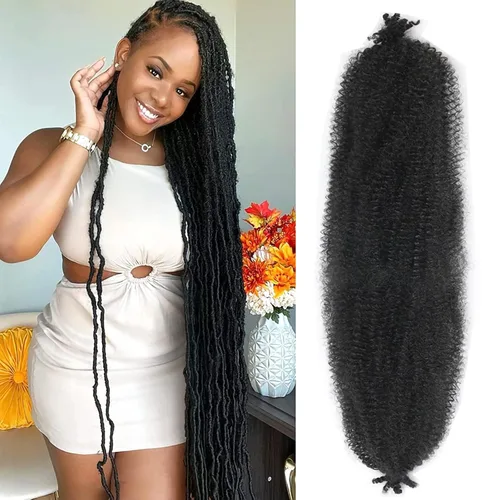 Vista 36 de 3 paquetes de cabello rizado afro elástico pre-separado de 12 pulgadas, rizos naturales pre-espumosos negros son perfectos para el cabello crochet