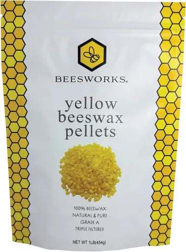 Beesworks Gránulos de cera de abeja amarilla (1 libra) | 100% pura, grado cosmético, cera de abeja con triple filtro para el cuidado de la piel,