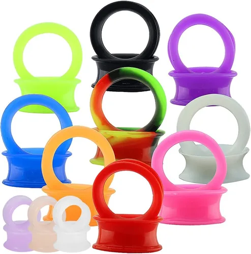 ZS - 9 pares de dilatadores de oreja de silicona flexibles delgados, túneles de tapón de oreja, expansores de doble acampanado